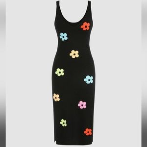 H&M flower knitted black dress